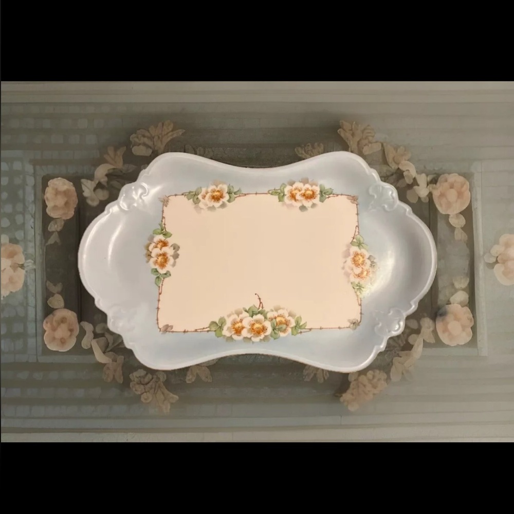 Antique Handpainted Austrian Dresser Tray, Serving Tray Signed by Artist